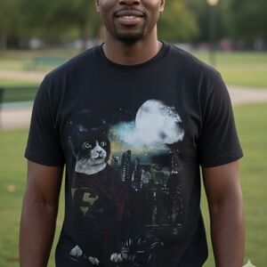 American Apparel🐈⬛Black Super Cat Graphic Tee Sz M